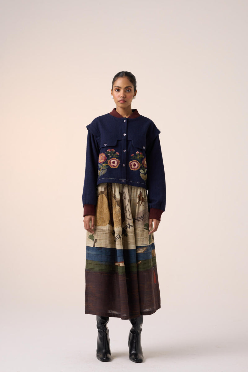 BERT JACKET -INK FLOWER APPLIQUE by CORD for women in Singapore