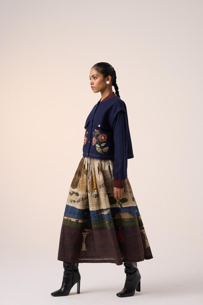 BERT JACKET -INK FLOWER APPLIQUE by CORD for women in Singapore