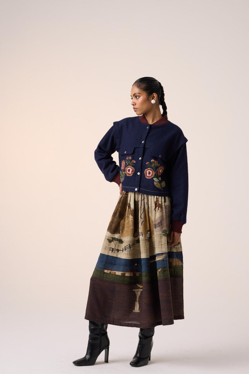 BERT JACKET -INK FLOWER APPLIQUE by CORD for women in Singapore