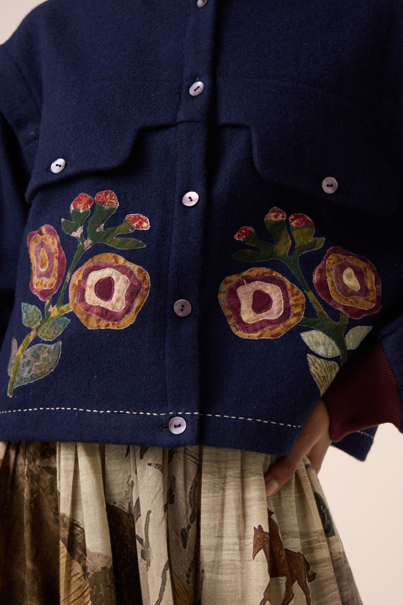 BERT JACKET -INK FLOWER APPLIQUE by CORD for women in Singapore