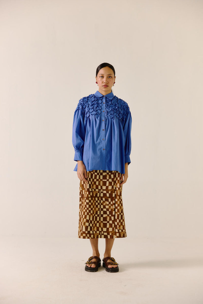 Bert Skirt -Brown checks twill by CORD for women in Singapore