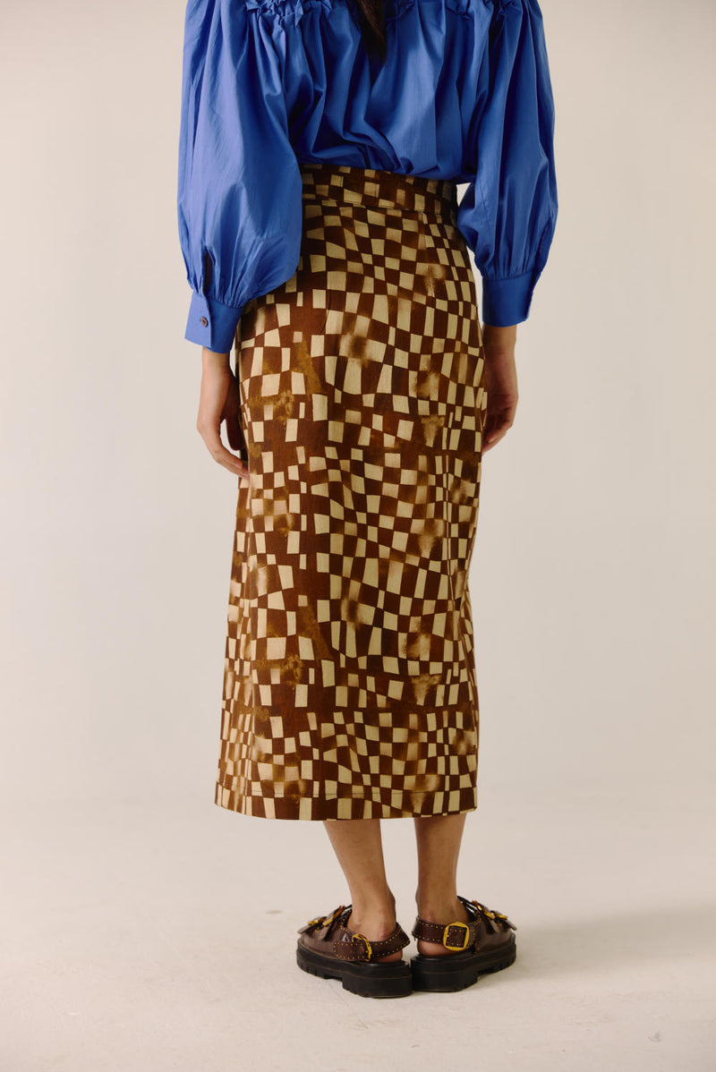 Bert Skirt -Brown checks twill by CORD for women in Singapore