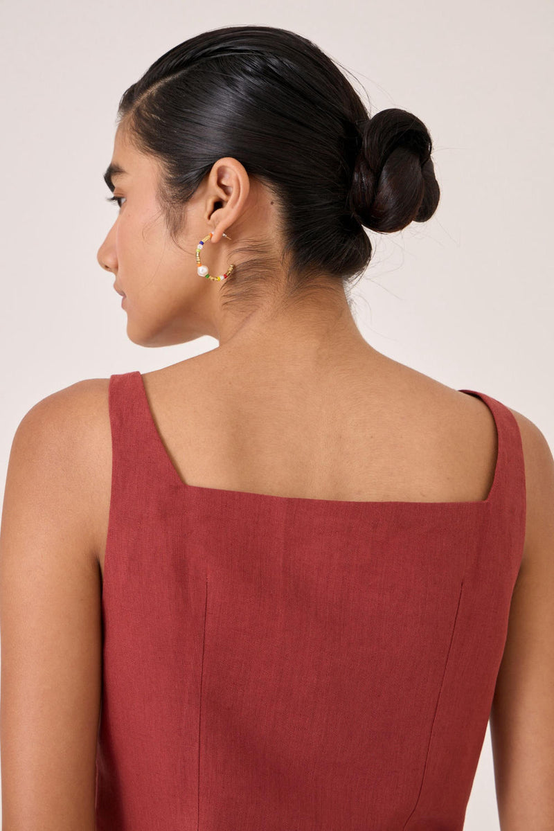 Bisa Umber Button Down Top cotton by The Summer House for women in Singapore
