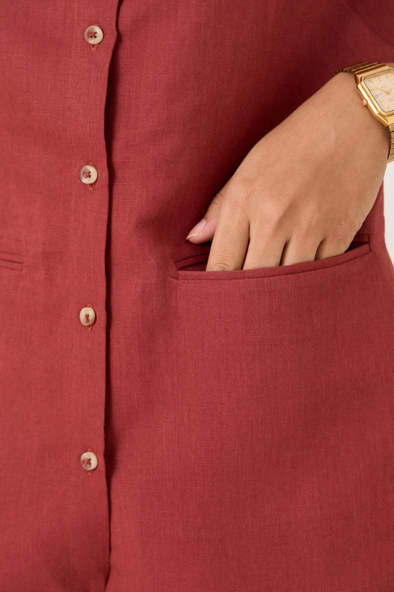 Bisa Umber Button Down Top cotton by The Summer House for women in Singapore
