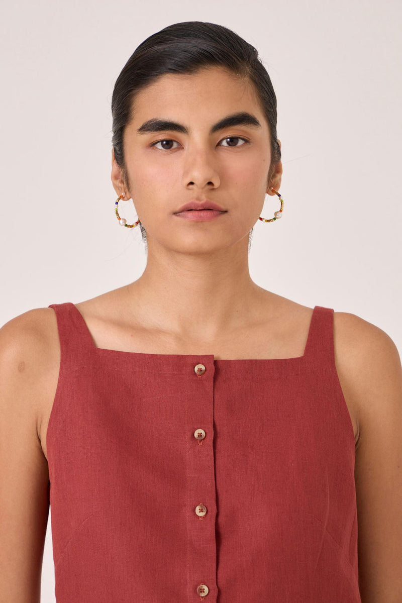Bisa Umber Button Down Top cotton by The Summer House for women in Singapore