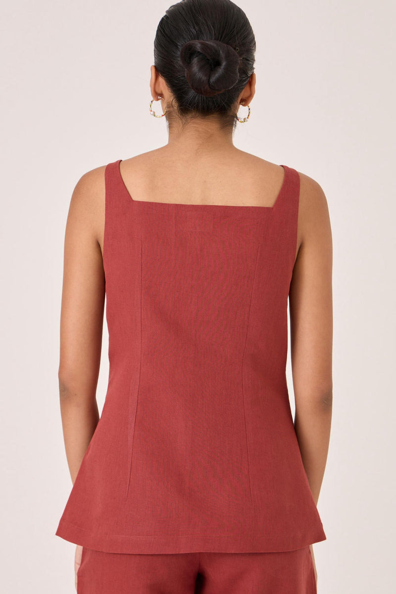Bisa Umber Button Down Top cotton by The Summer House for women in Singapore