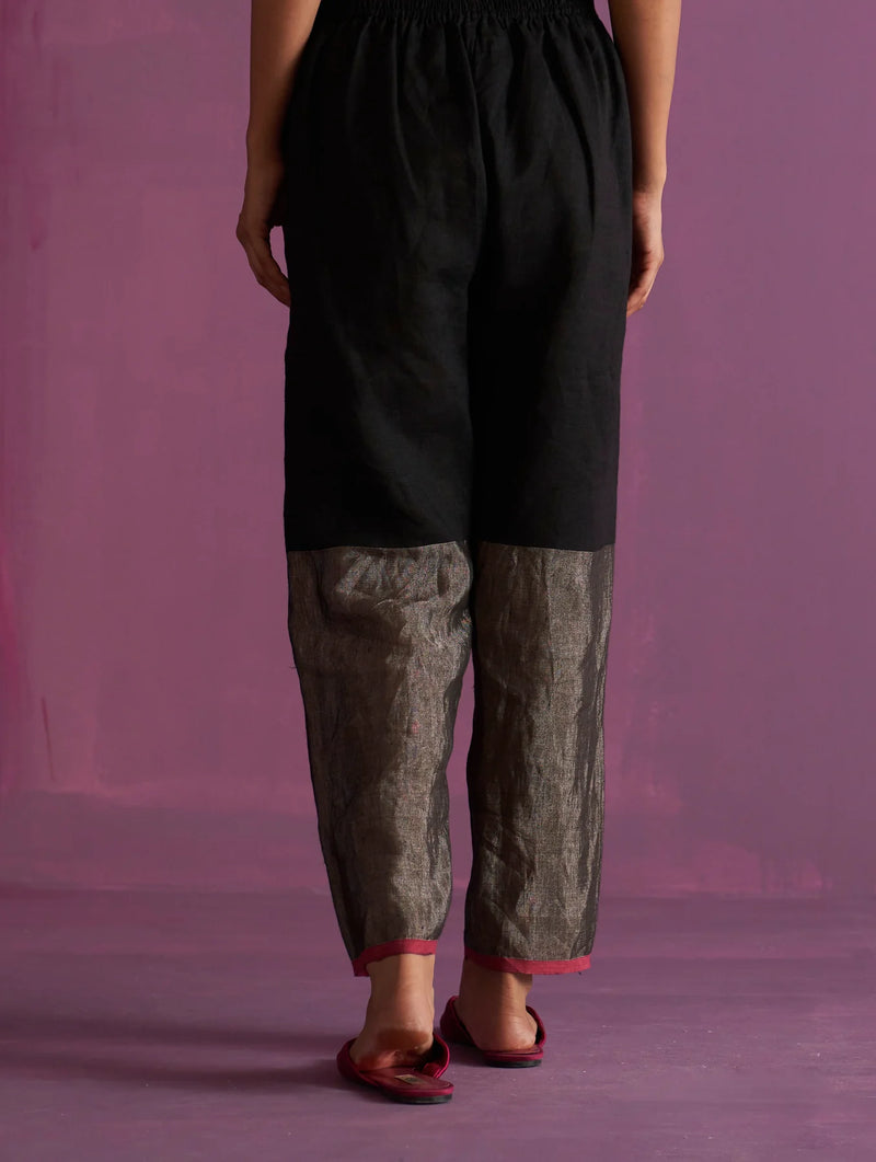 Essa Metallic
 Linen Pant
- Black linen by Manan in black color for women in Singapore