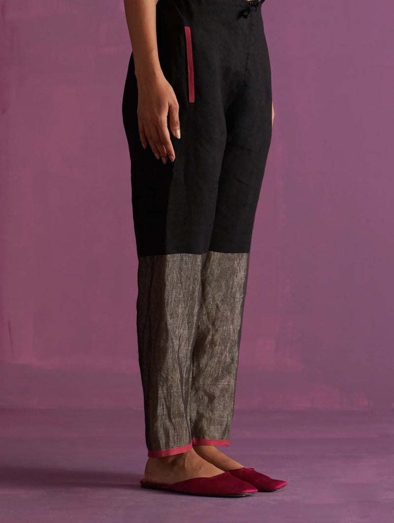 Essa Metallic
 Linen Pant
- Black linen by Manan in black color for women in Singapore