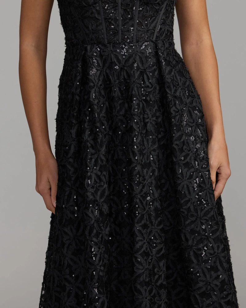 56286-Black Embellished Corset A Line Gown tulle evening-gowns by Mac Duggal in black for women in Singapore