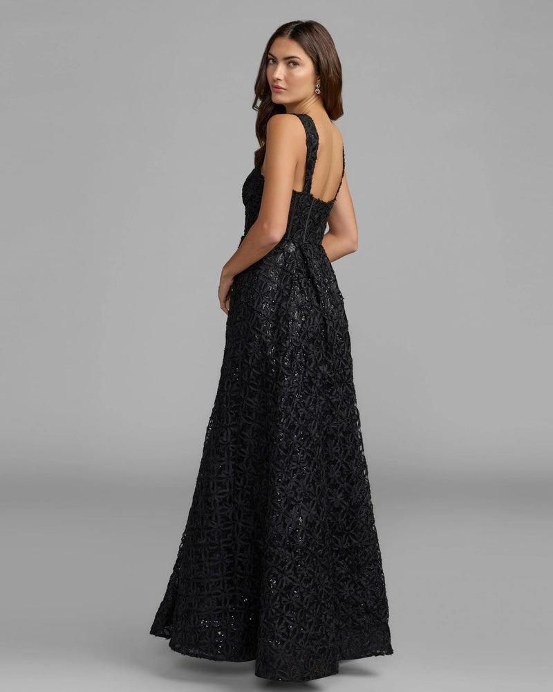 56286-Black Embellished Corset A Line Gown tulle evening-gowns by Mac Duggal in black for women in Singapore