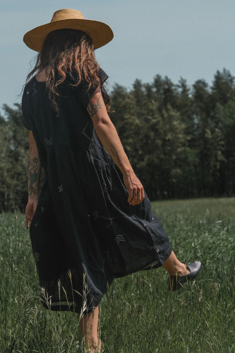 Black Honeycomb Dress by World of Crow in black color for women in Singapore