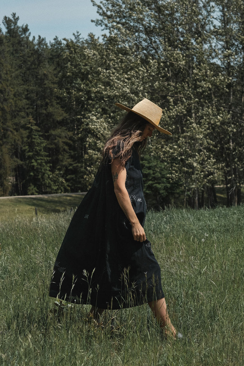 Black Honeycomb Dress by World of Crow in black color for women in Singapore