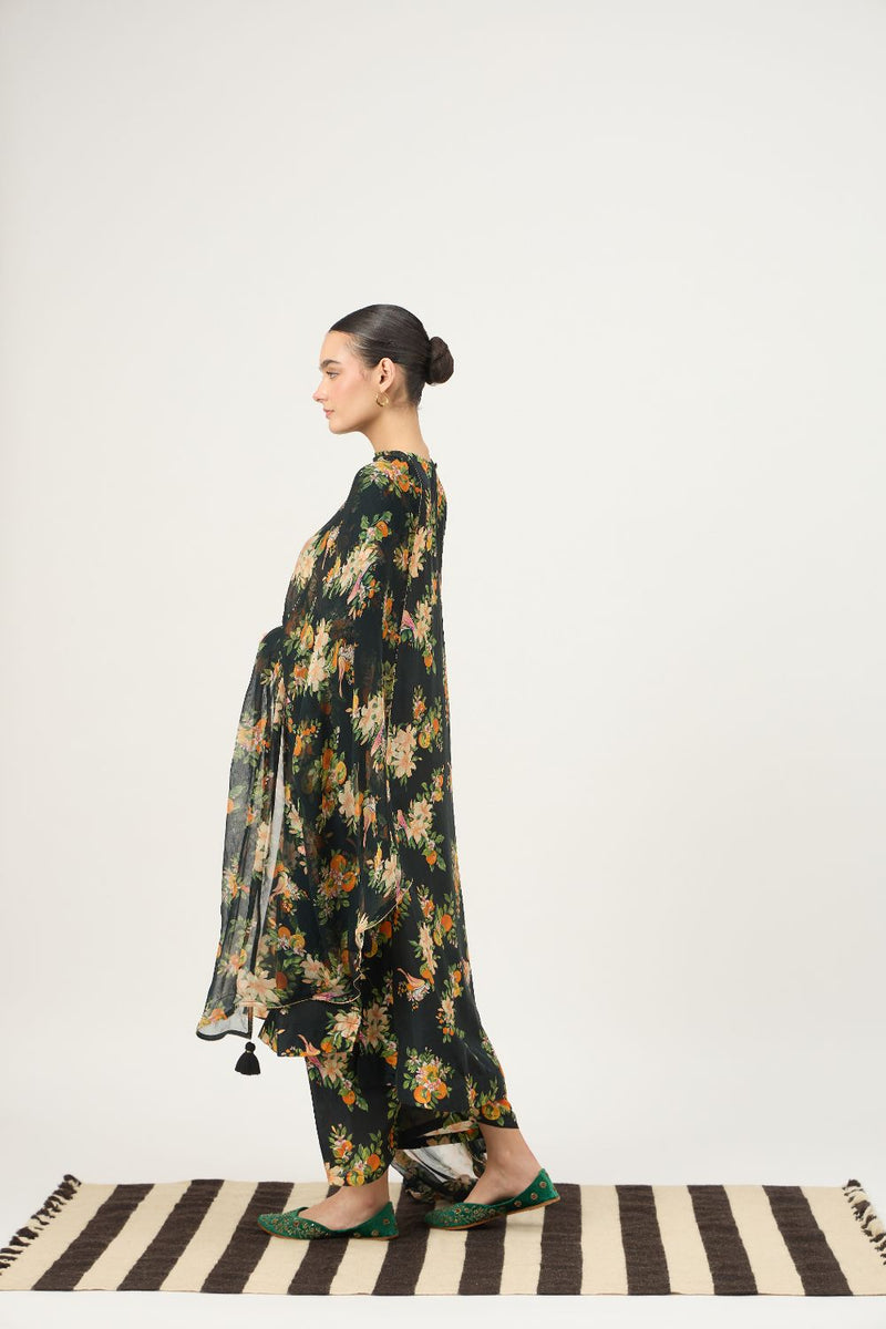 Black Narangi Habutai Set