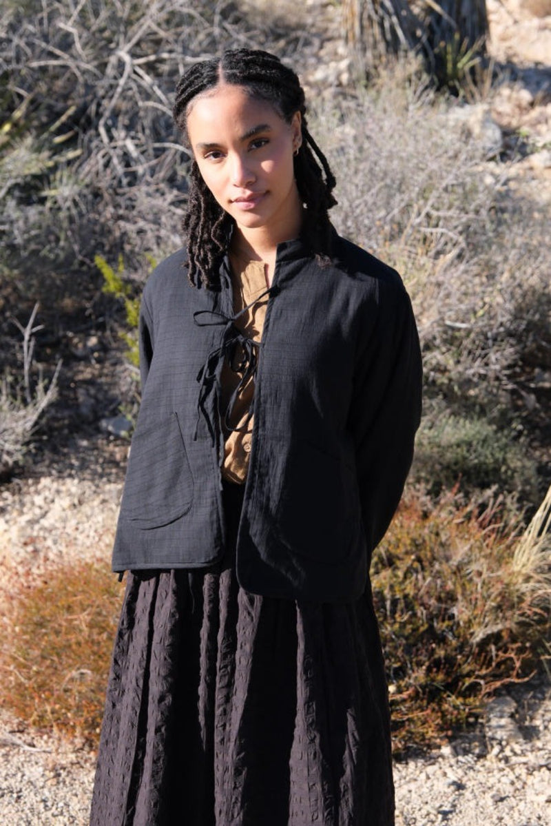 Black padded Jacket cotton by World of Crow in black color for women in Singapore