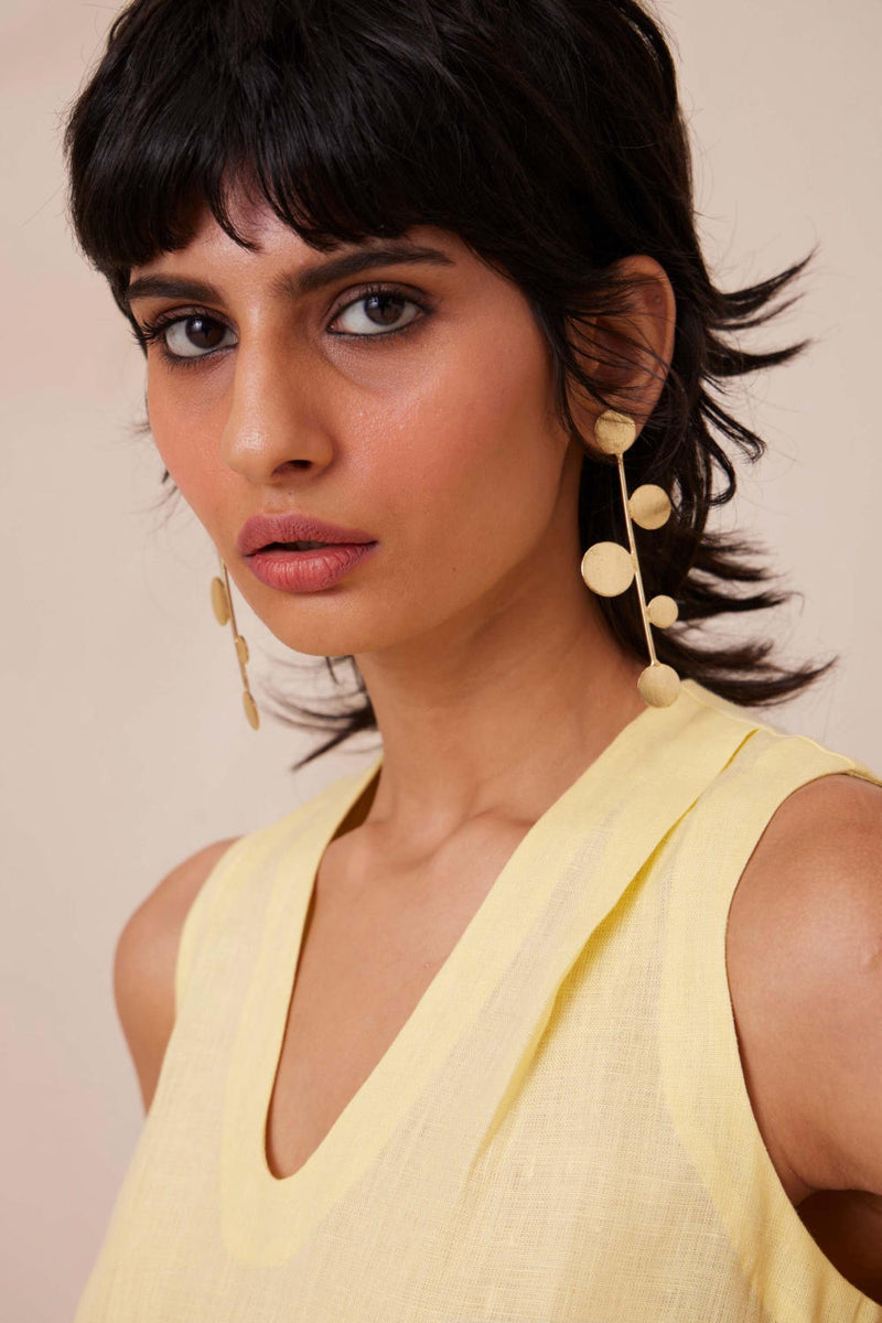 Blake Buttercream Linen Dress linen by The Summer House in yellow color for women in Singapore