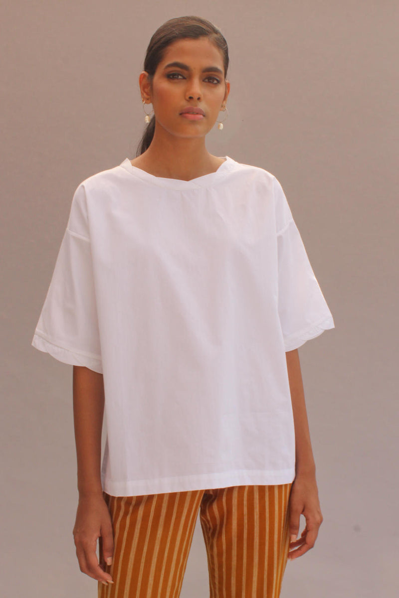 Blanc Box Tee cotton by The Summer House in white color for women in Singapore