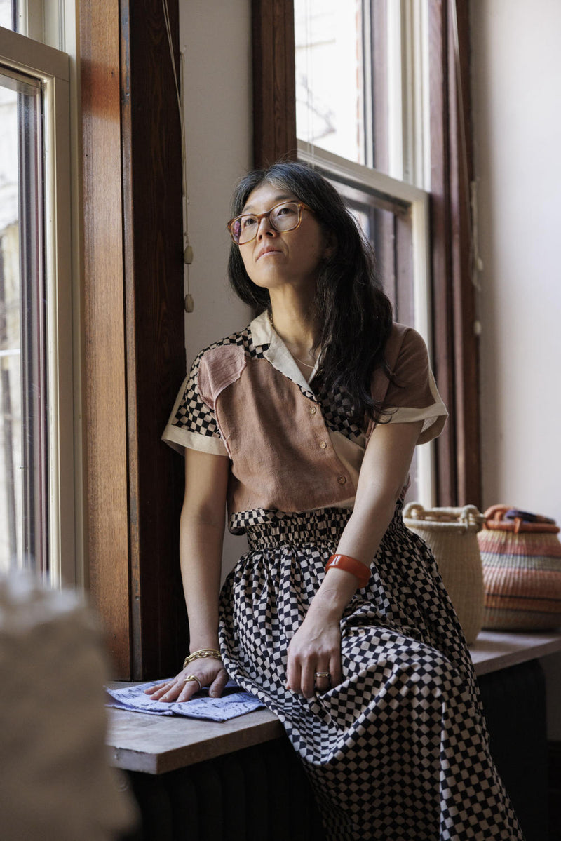 Classic Crow Skirt — Checked board 100% cotton by World of Crow in black color for women in Singapore