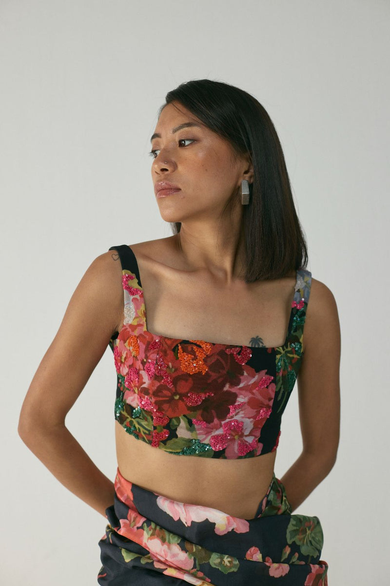 BLOODY MARY EMBROIDERED BLOUSE by Yam in black color for women in Singapore