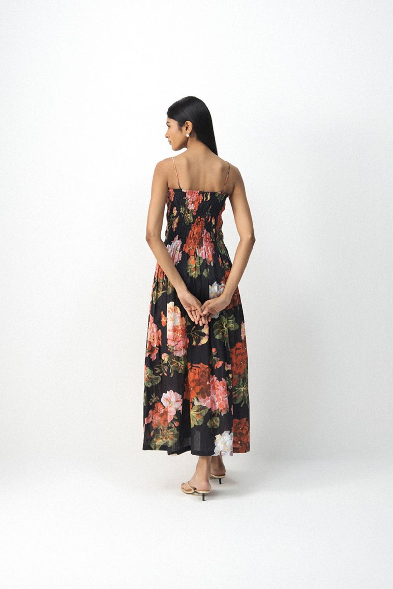 BLOODY MARY RUCHED DRESS poplin by Yam in black color for women in Singapore