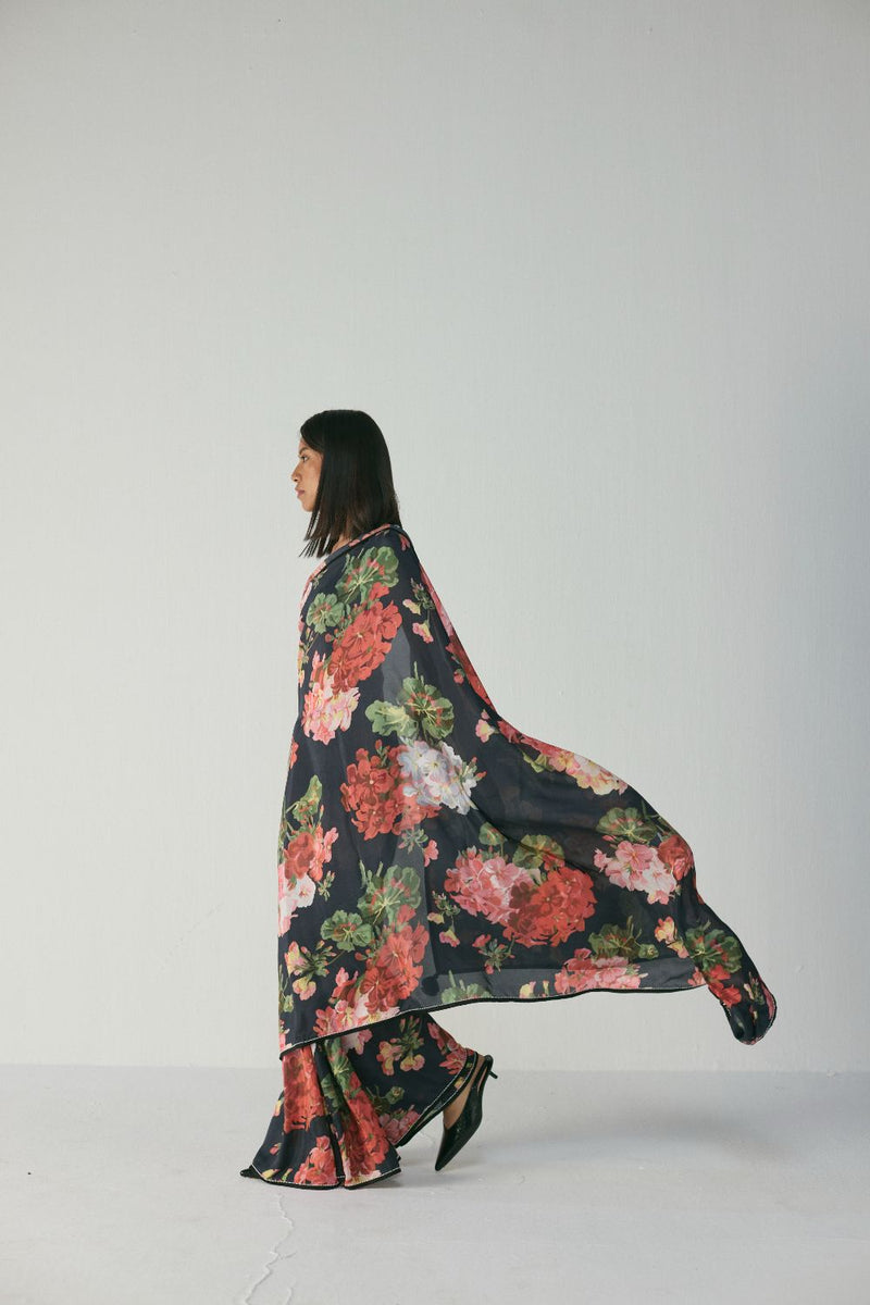 BLOODY MARY SAREE silk by Yam in black color for women in Singapore