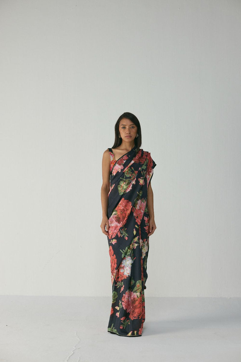 BLOODY MARY SAREE silk by Yam in black color for women in Singapore