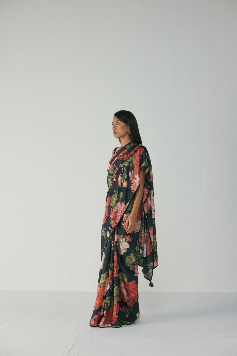 BLOODY MARY SAREE silk by Yam in black color for women in Singapore