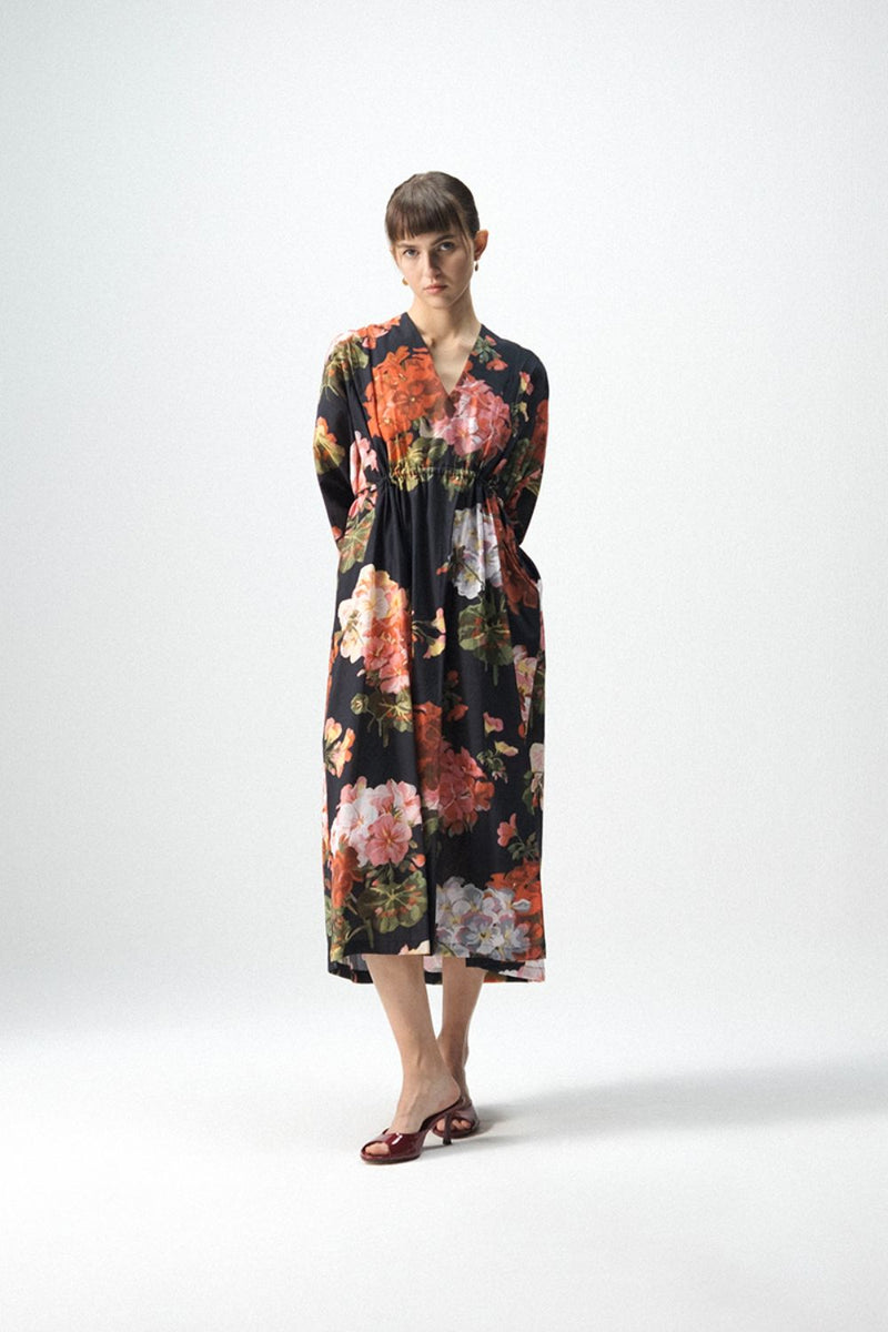 BLOODY MARY KAFTAN DRESS poplin by Yam in black color for women in Singapore