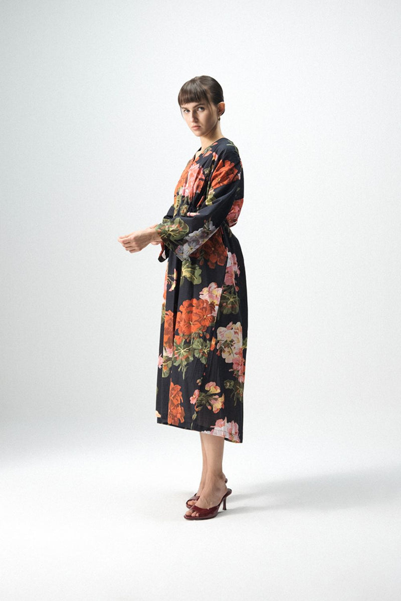 BLOODY MARY KAFTAN DRESS poplin by Yam in black color for women in Singapore