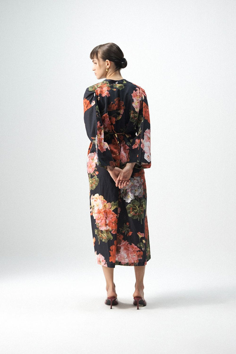 BLOODY MARY KAFTAN DRESS poplin by Yam in black color for women in Singapore
