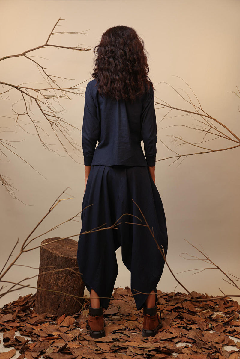 Blue Balloon Pants 100% cotton by Mati in blue color for women in Singapore