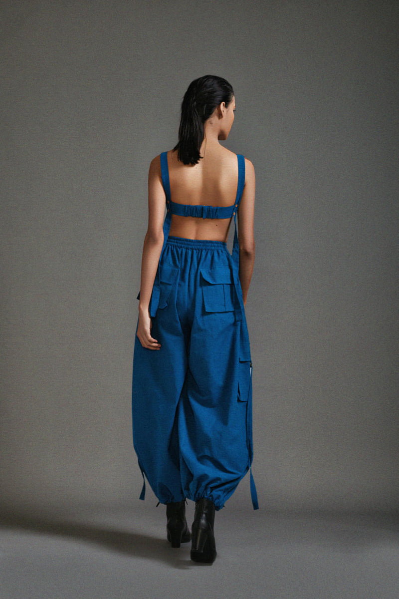 Blue Cargo Pants cotton by Mati in blue color for women in Singapore