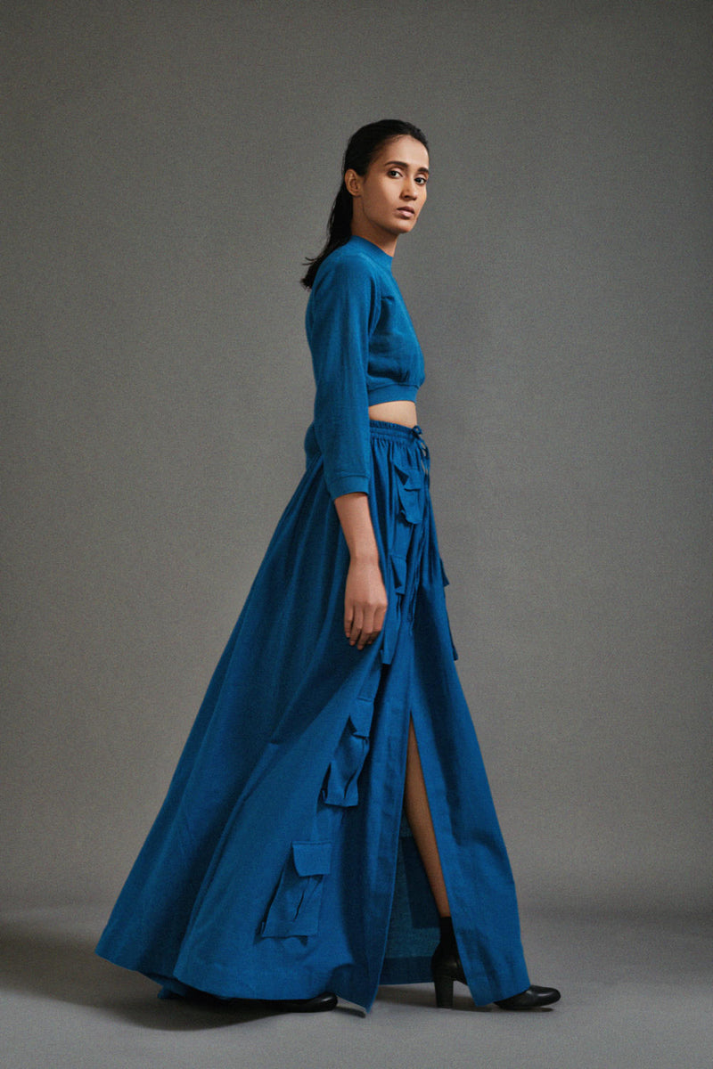 Blue Cargo Skirt cotton by Mati in blue color for women in Singapore