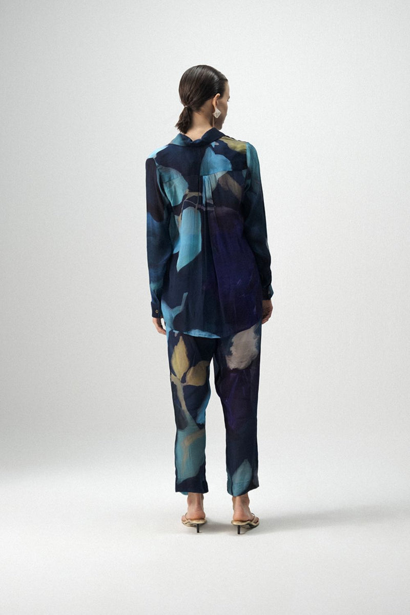 BLUE LAGOON CREPE CO-ORD by Yam in blue color for women in Singapore