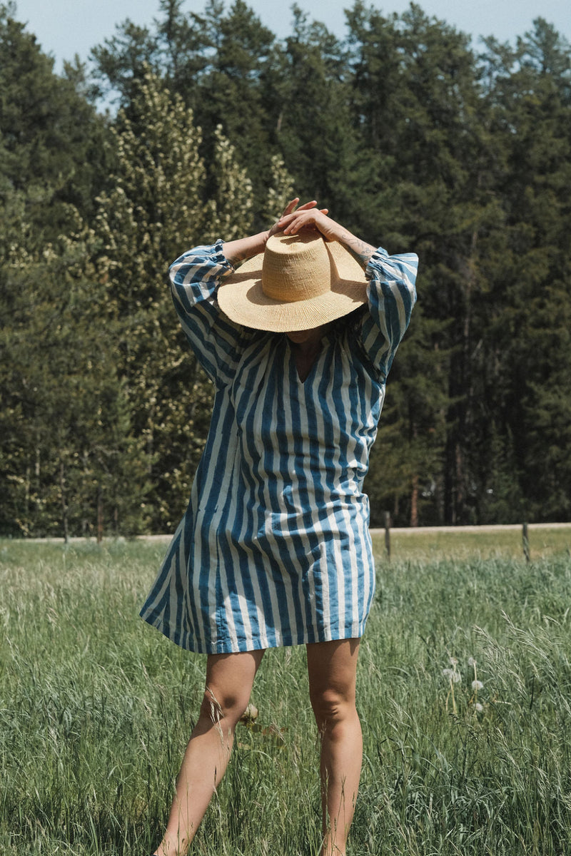 Blue Lined Get-Away Dress