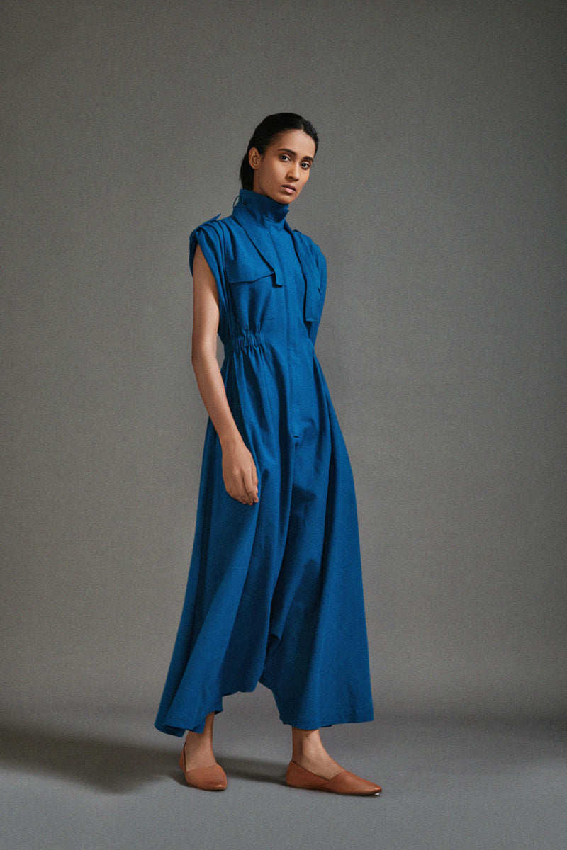 Blue Safari Safari Jumpsuit cotton by Mati in blue color for women in Singapore