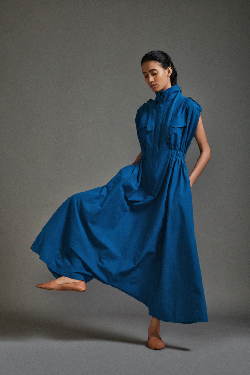 Blue Safari Safari Jumpsuit cotton by Mati in blue color for women in Singapore