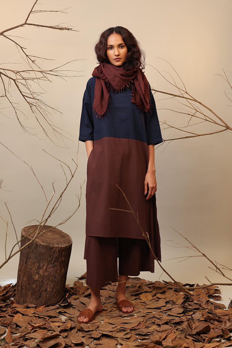 Blue & Brown Dual Ruka Set (2 PCS) 100% cotton by Mati in multi color for women in Singapore