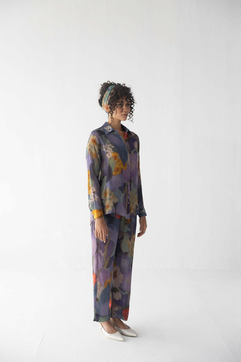 BLUEBERRY GROVE CO-ORD SET by Yam in blue color for women in Singapore