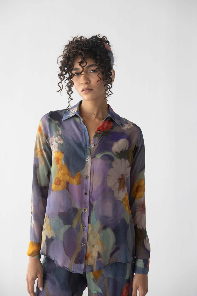 BLUEBERRY GROVE CO-ORD SET by Yam in blue color for women in Singapore