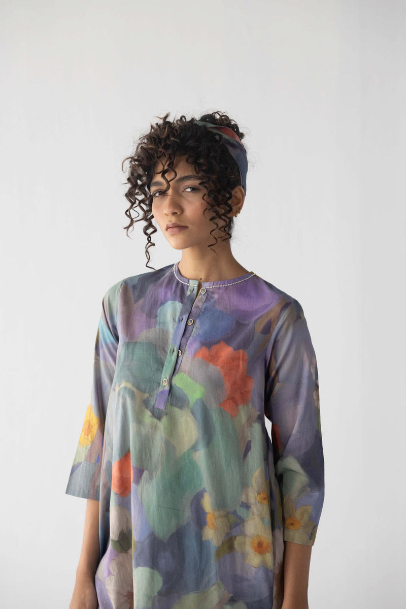 BLUEBERRY GROVE KURTA SET cotton by Yam in blue color for women in Singapore