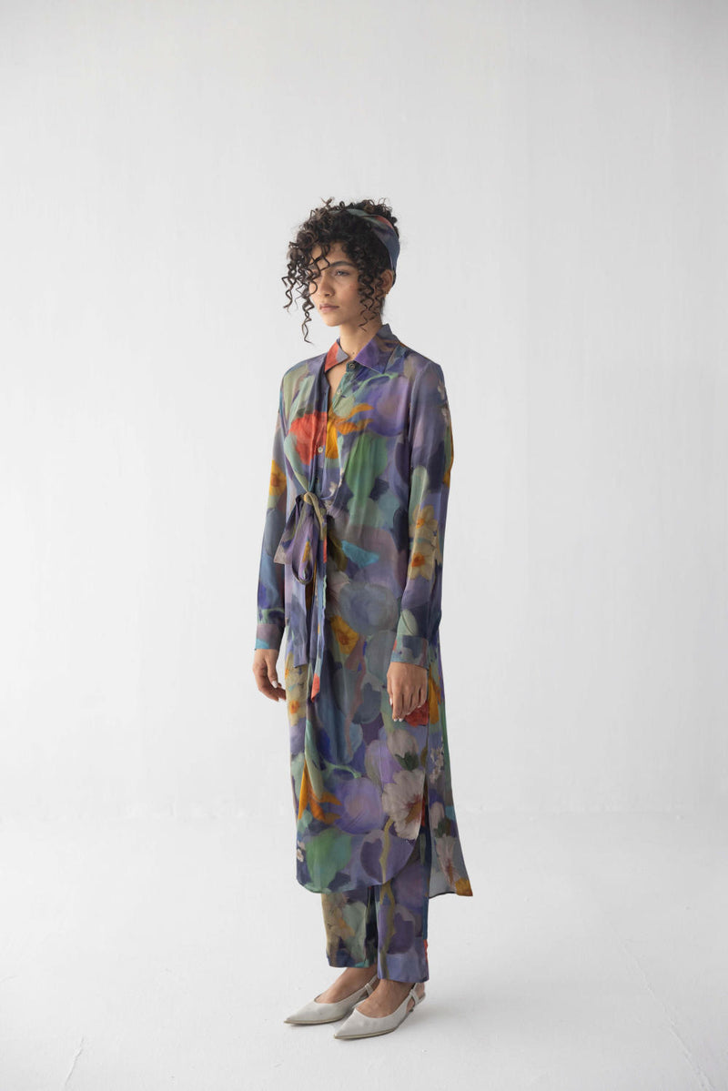 BLUEBERRY GROVE WRAP SET by Yam in blue color for women in Singapore