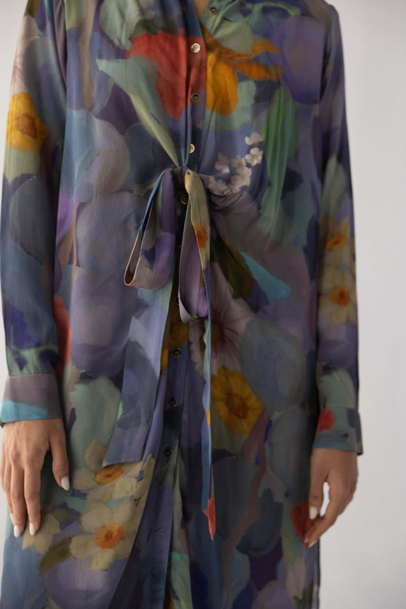 BLUEBERRY GROVE WRAP SET by Yam in blue color for women in Singapore