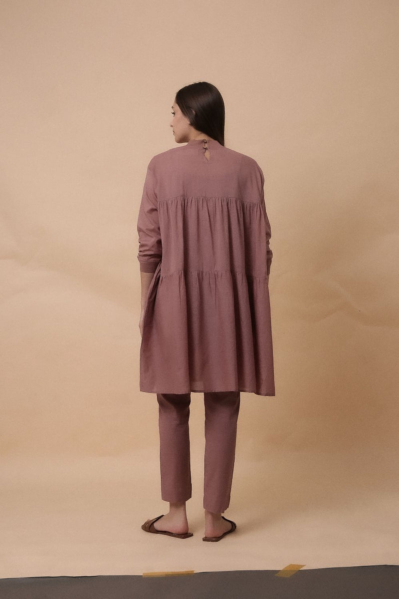 Blush Mul Rib Vena Co-Ord Set (2 PCS) 100% cotton by Mati in blush color for women in Singapore