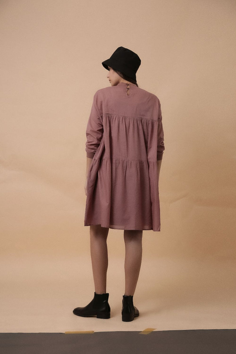 Blush Mul Rib Vena Dress 100% cotton by Mati in blush color for women in Singapore