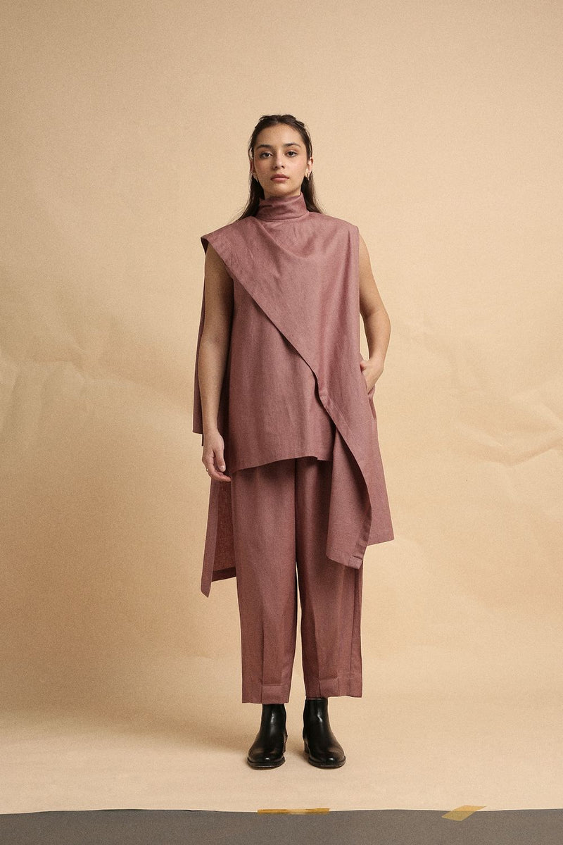 Blush Toga Co-Ord Set (2 PCS) 100% cotton by Mati in blush color for women in Singapore