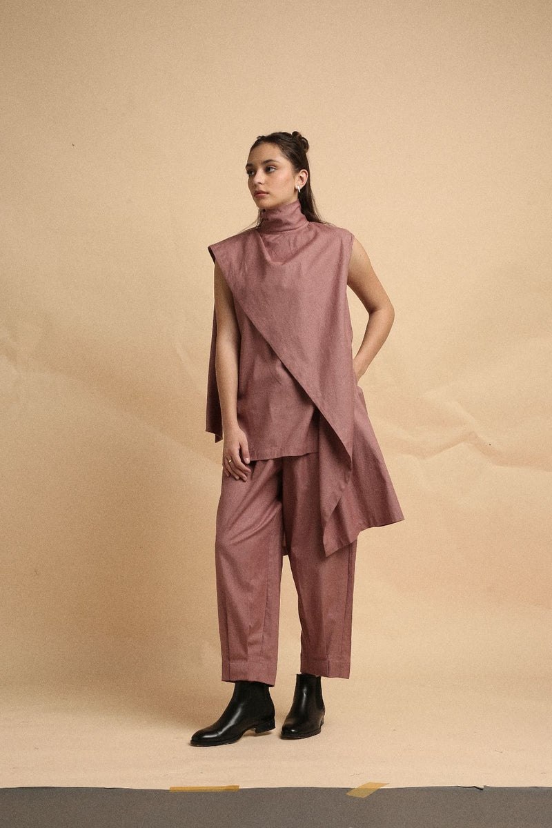 Blush Toga Co-Ord Set (2 PCS) 100% cotton by Mati in blush color for women in Singapore