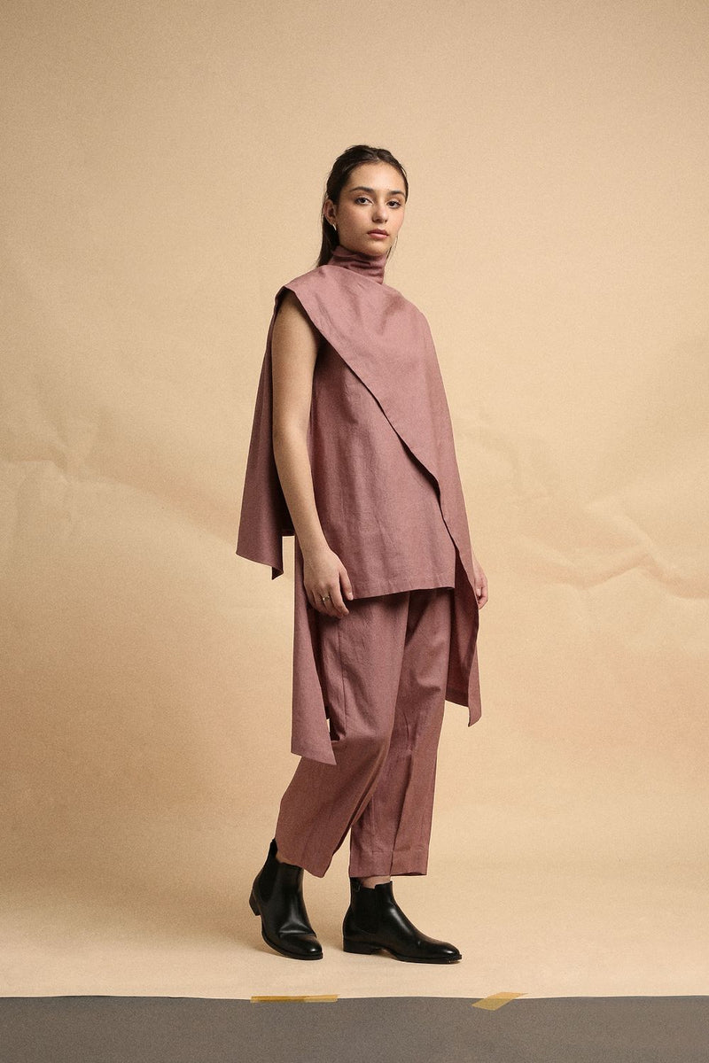Blush Toga Co-Ord Set (2 PCS) 100% cotton by Mati in blush color for women in Singapore