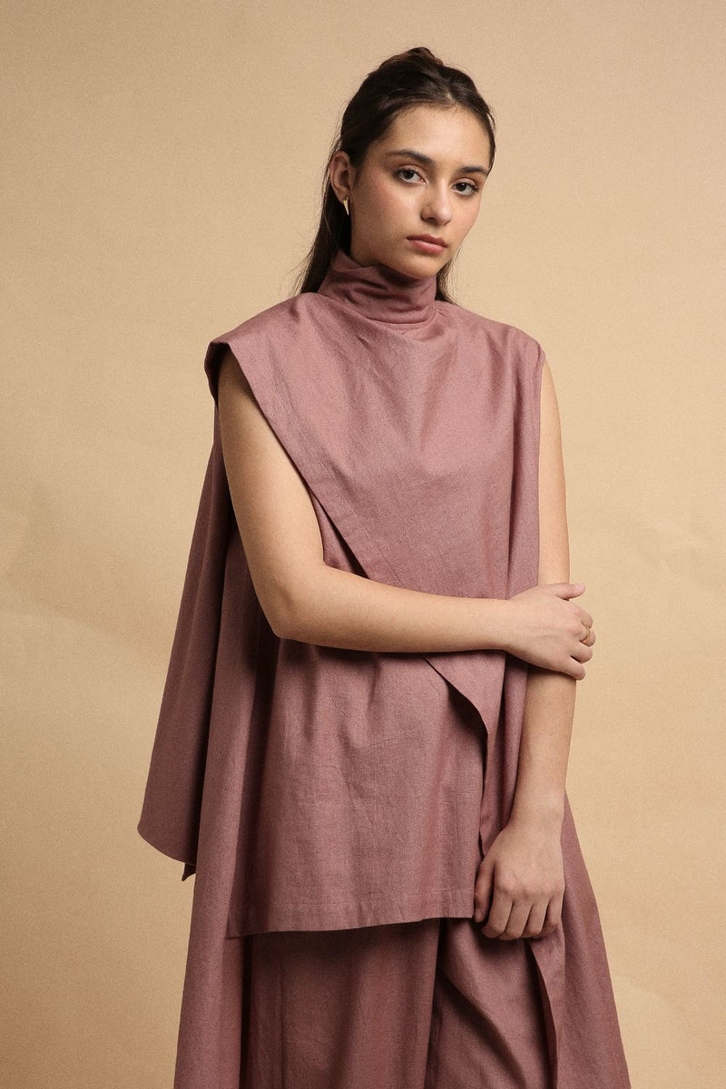 Blush Toga Co-Ord Set (2 PCS) 100% cotton by Mati in blush color for women in Singapore