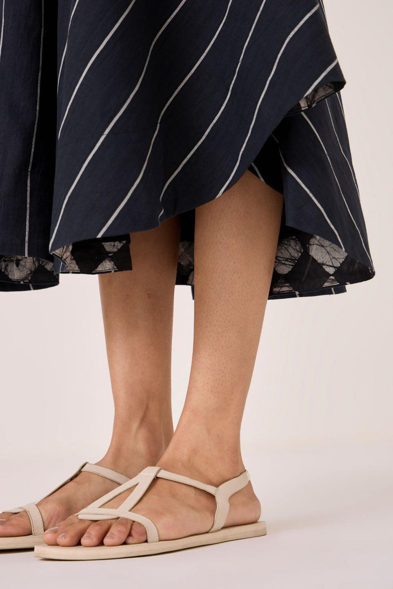 Boga Black Striped Skirt cotton by The Summer House in black color for women in Singapore