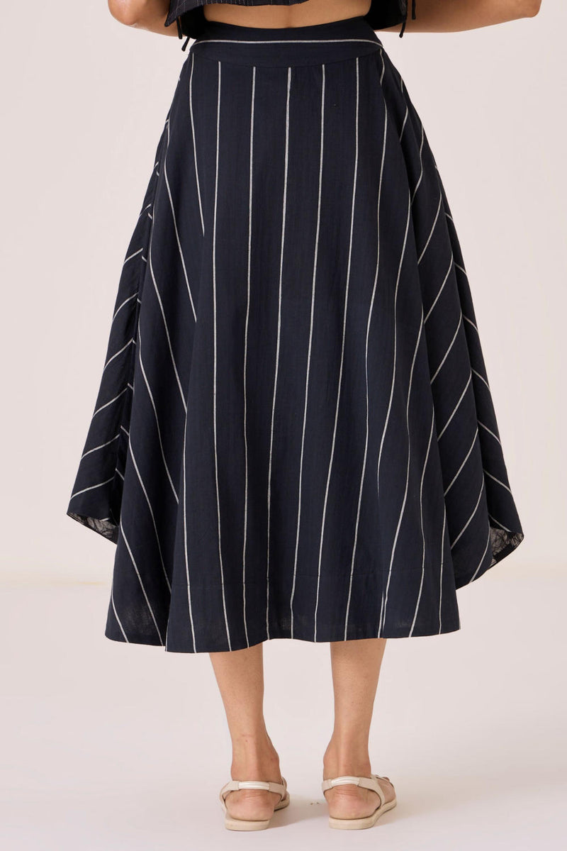 Boga Black Striped Skirt cotton by The Summer House in black color for women in Singapore
